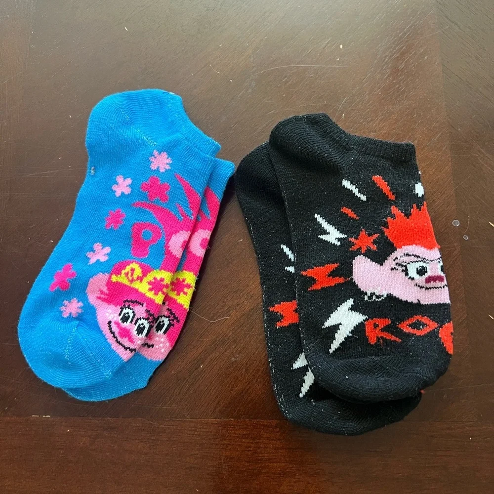 Trolls Blue and Black Ankle Socks Set Fun Cartoon Designs